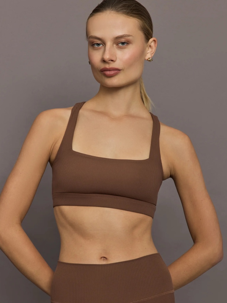 Out From Under Ribbed Square-Neck Bralette - Brown